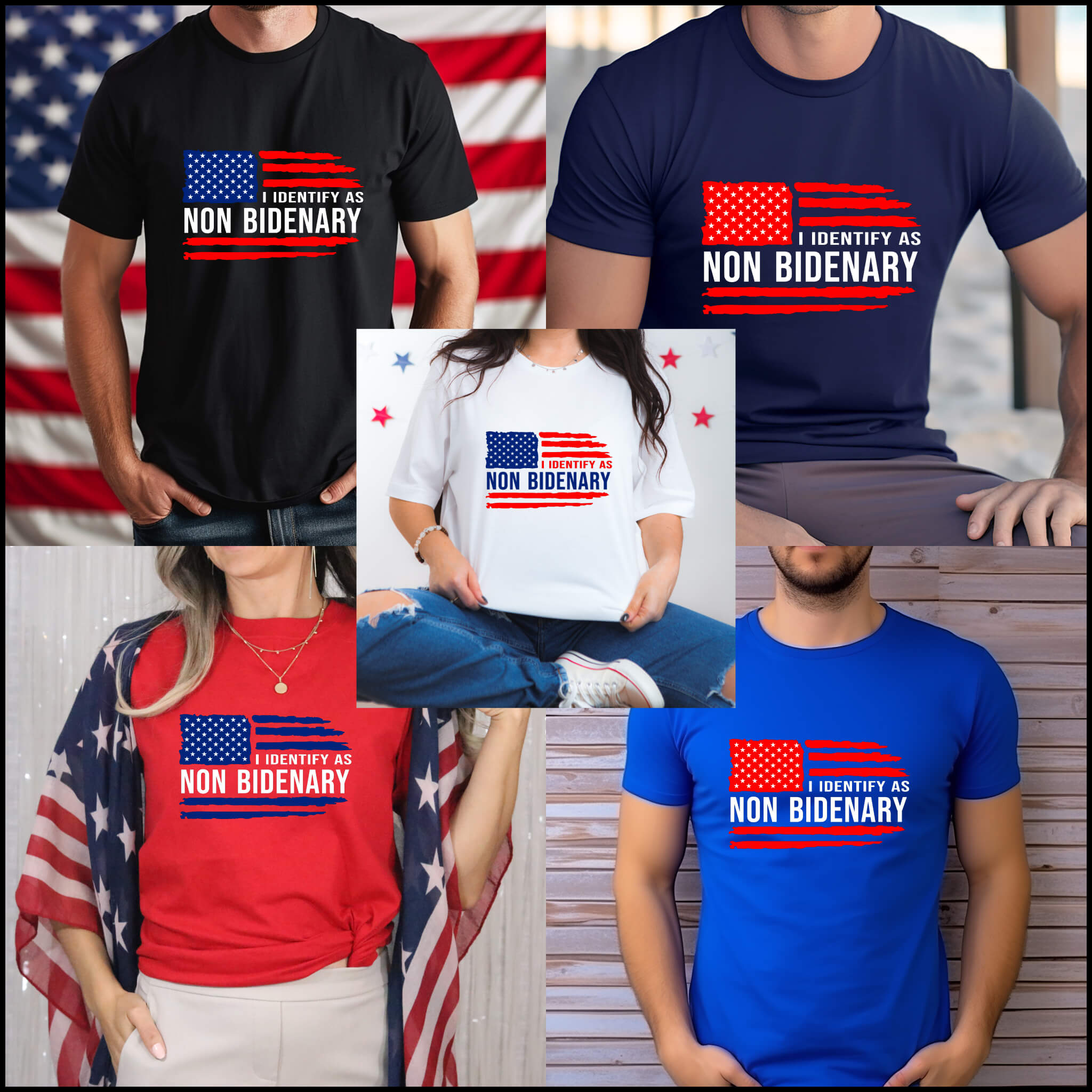 America Patriot - I Identify As NON Bidenary Unisex Men's Women's Graphic Print T-Shirt / Sweatshirt