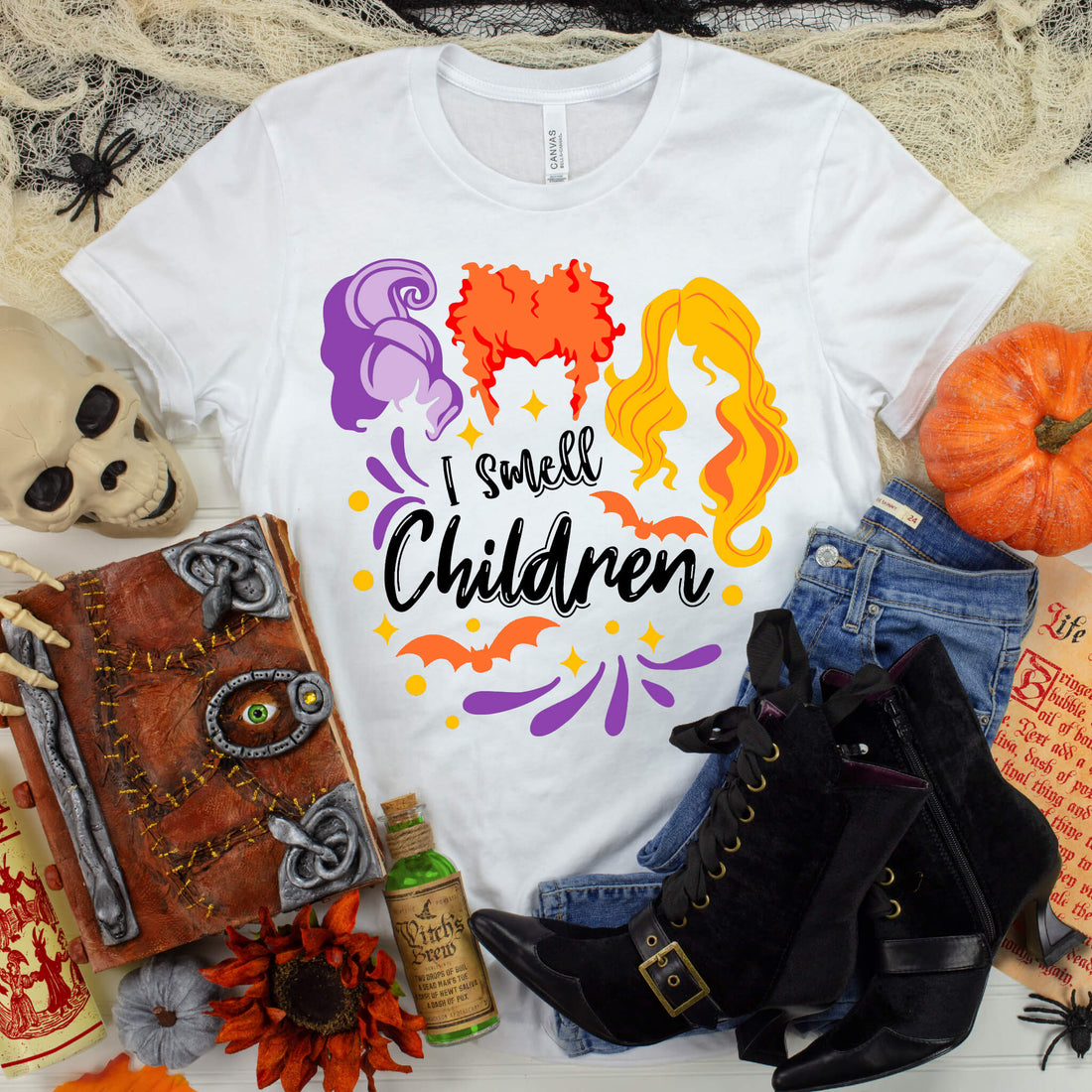 Halloween Sanderson Sisters I Smell Children - Camiseta con estampado gráfico para mujer