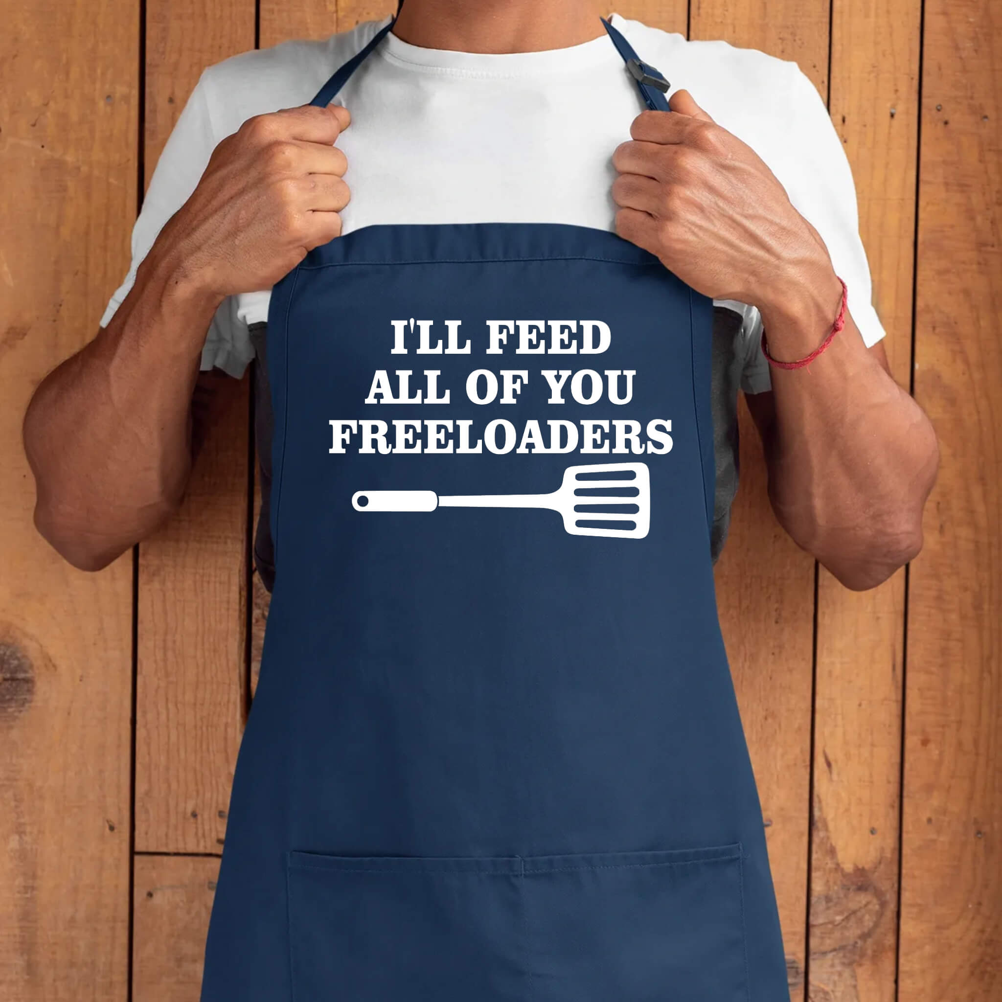 Father’s Day Gift Feed Freeloaders BBQ Apron, Unisex Aprons Adjustable 2 Pockets Cooking Kitchen Apron