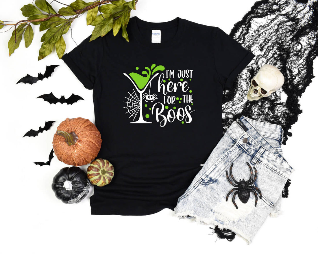 Camiseta con estampado gráfico de mujer Halloween I'm Just Here For The Boos