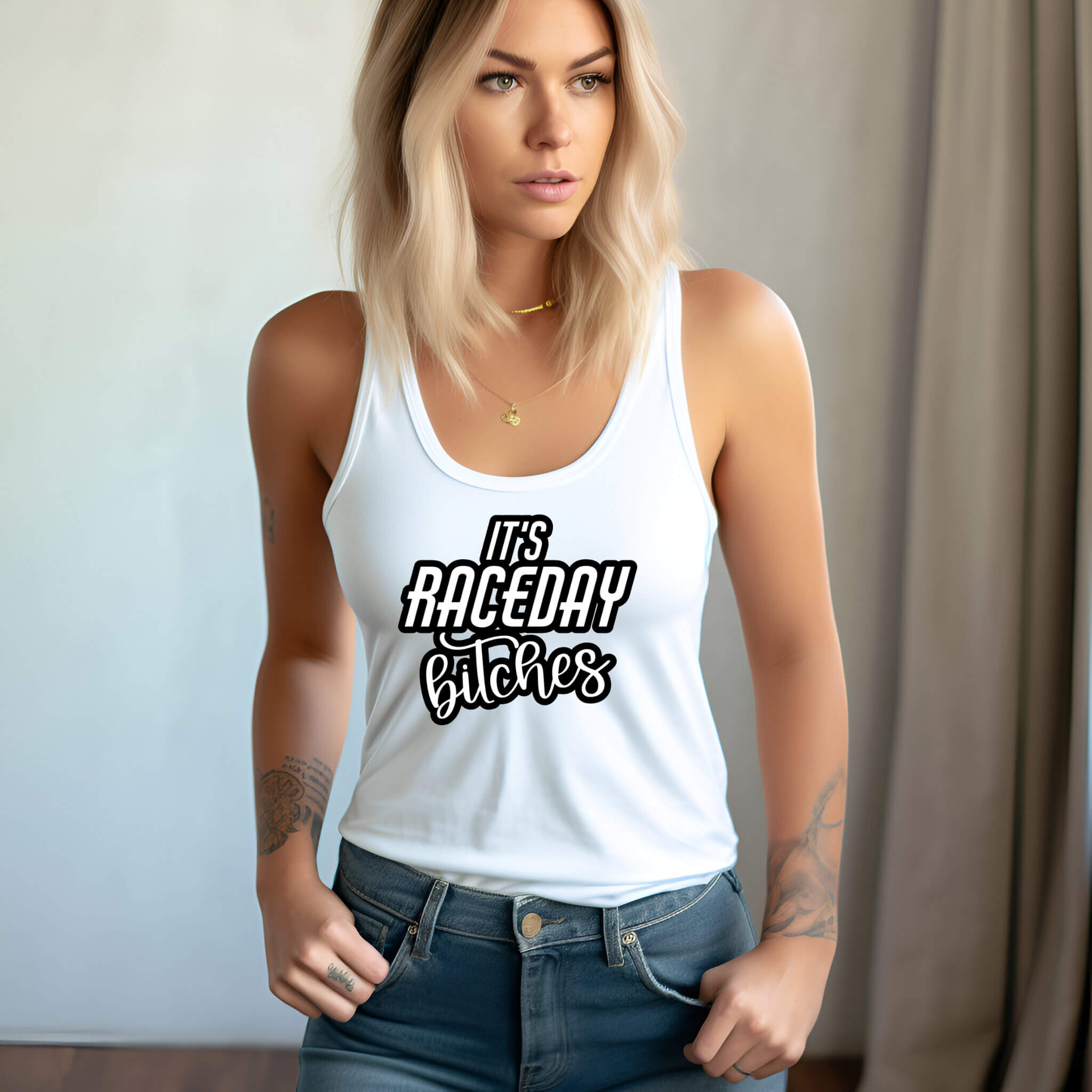 Racing - It's Race Day Bitches Graphic Print Women’s Tank Top