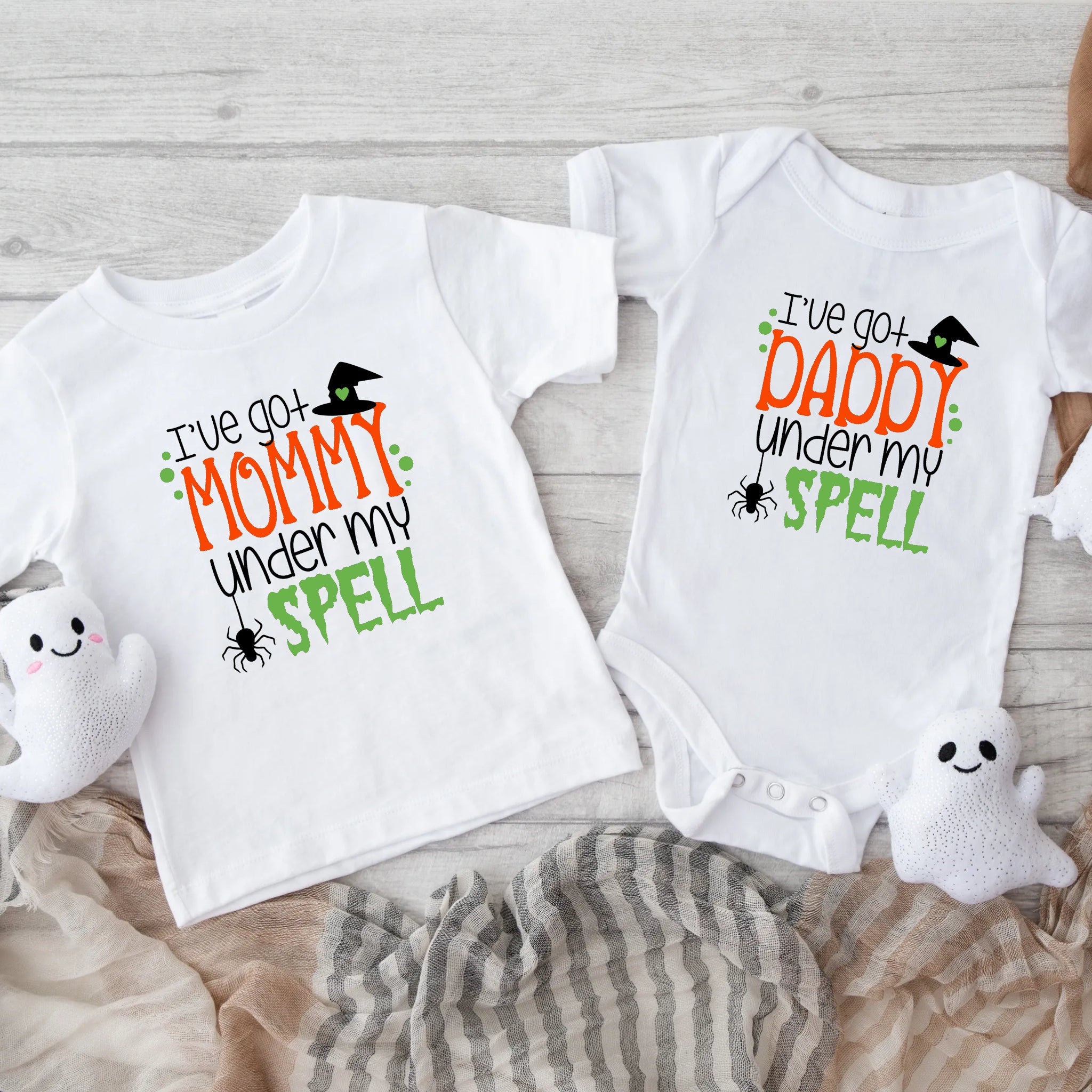 Halloween I've Got Daddy or Mommy Under My Spell Baby Infant Toddler Graphic Print