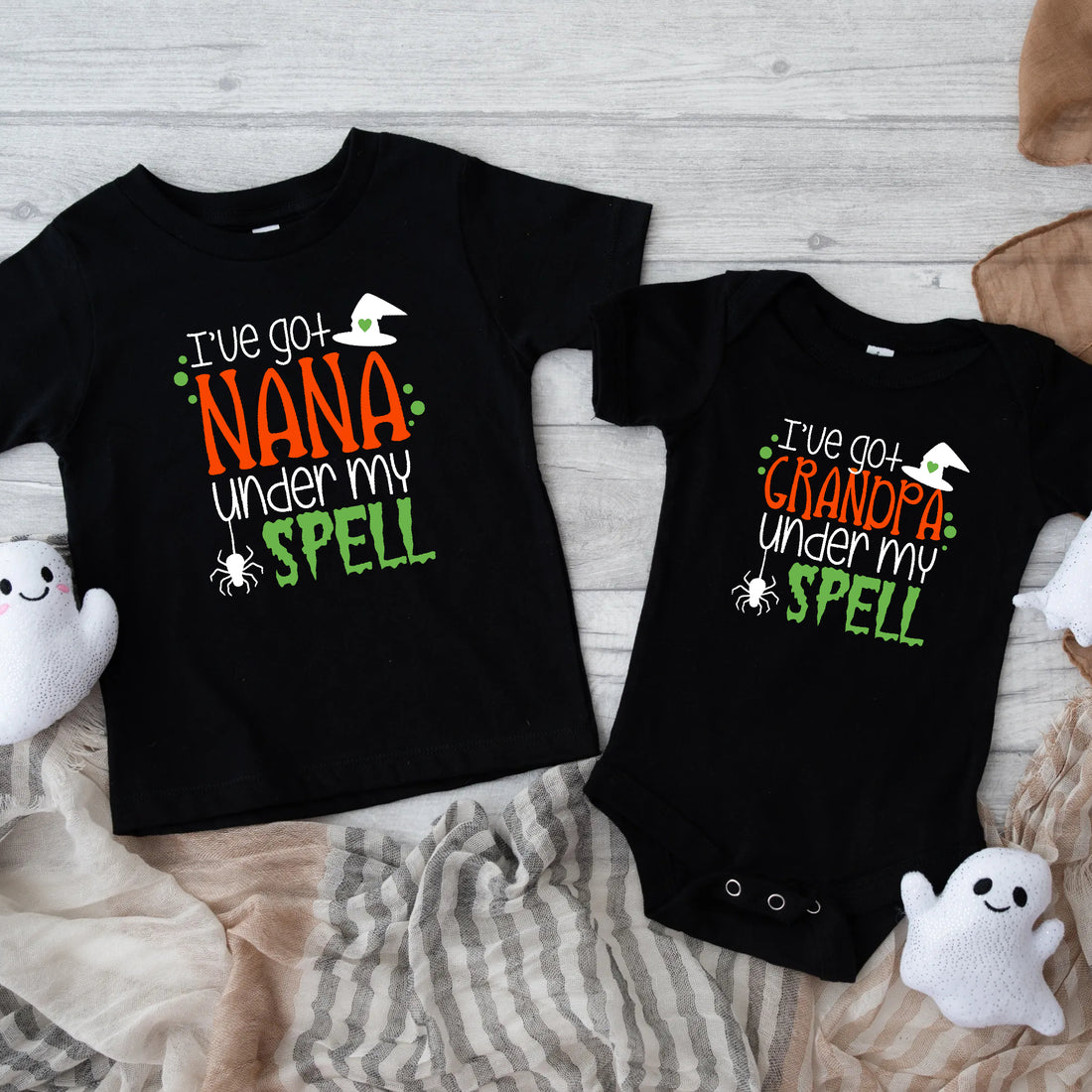 Halloween I've Got Grandpa or Nana Under My Spell Baby Infant Toddler Graphic Print