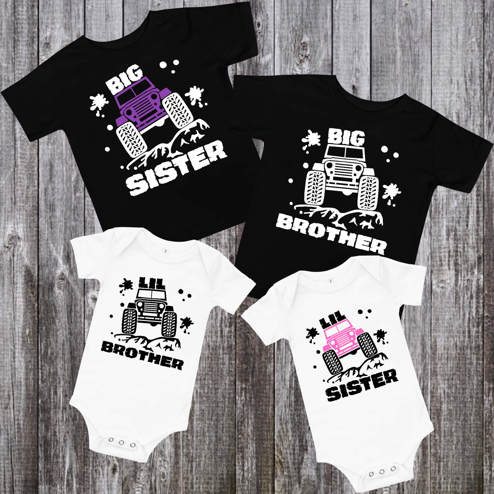 Big Brother o Little Brother Off-Road Jeep Mono o camisetas a juego para hermanos