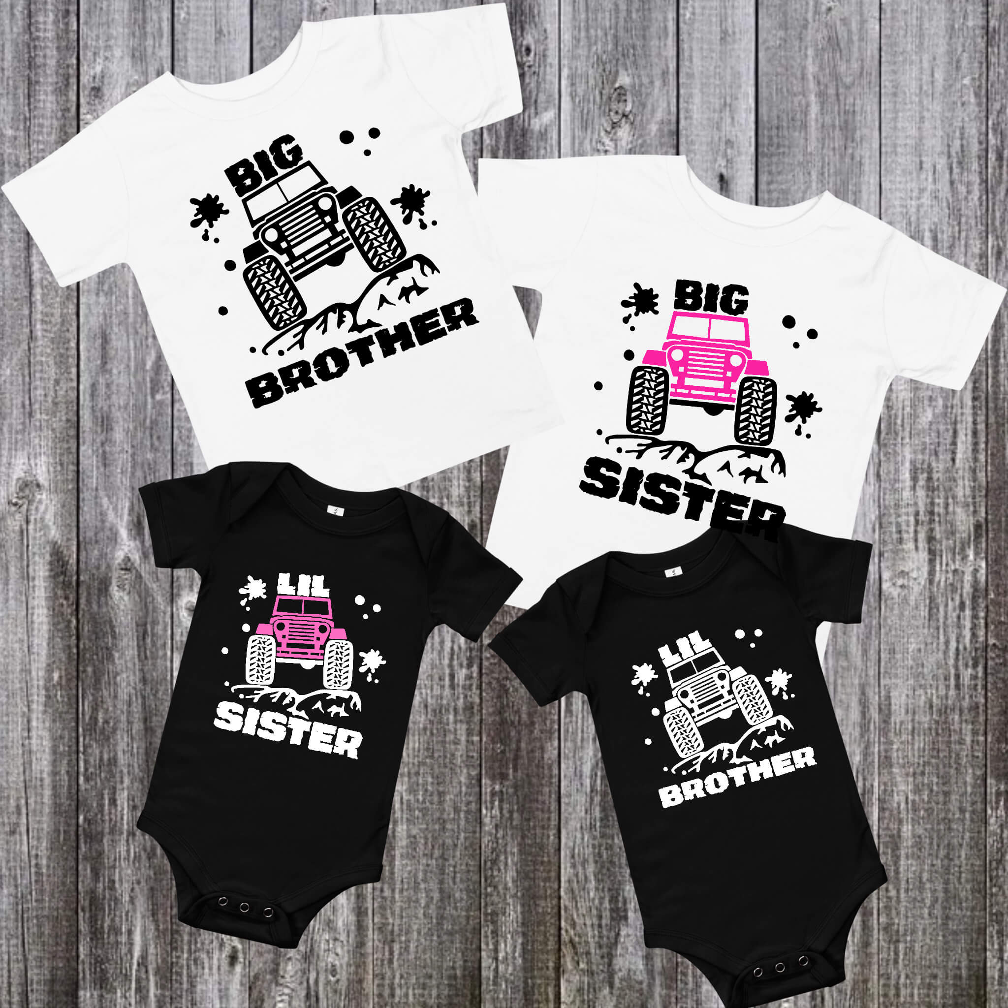 Big Brother o Little Brother Off-Road Jeep Mono o camisetas a juego para hermanos