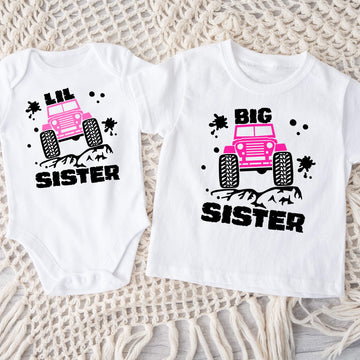 Big Sister or Little Sister Jeep Matching Sibling Onesie or T-Shirts