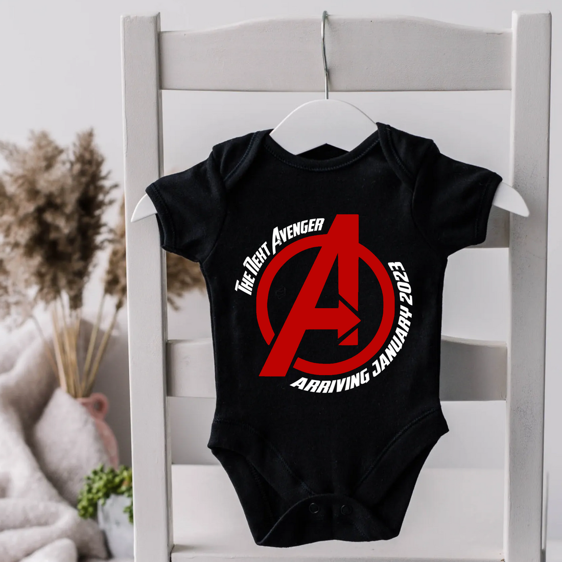 Personalized Pregnancy Announcement, The Next Avenger is Coming, Superhero Avengers Themed Customizable Onesie