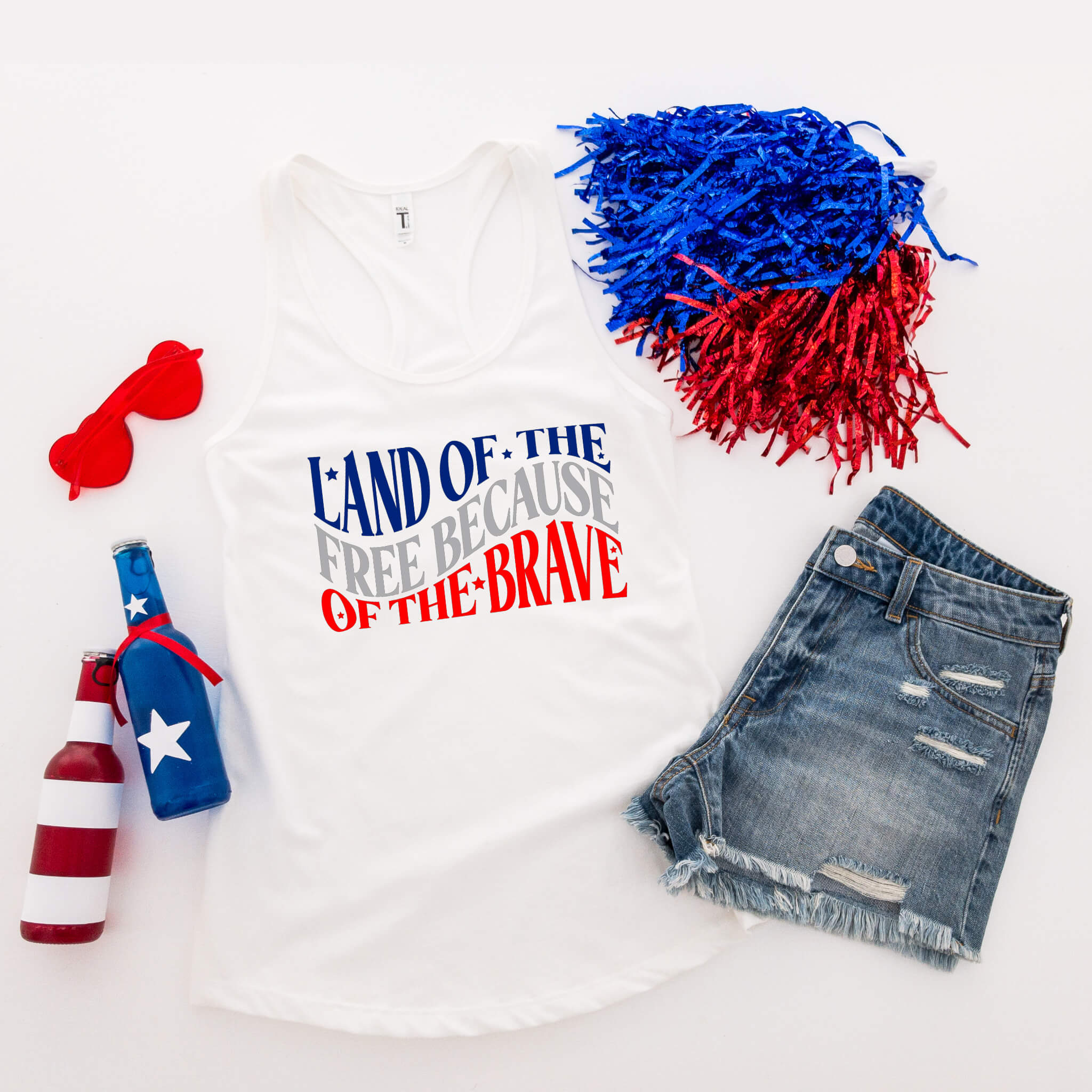 Camiseta del 4 de julio, Tierra de los Libres, Tanque Azul Blanco Rojo, Camiseta Patriótica, Camiseta sin mangas para mujer, Damas, Ropa personalizada, Camiseta del Día de la Independencia, Tanque del Día de los Caídos