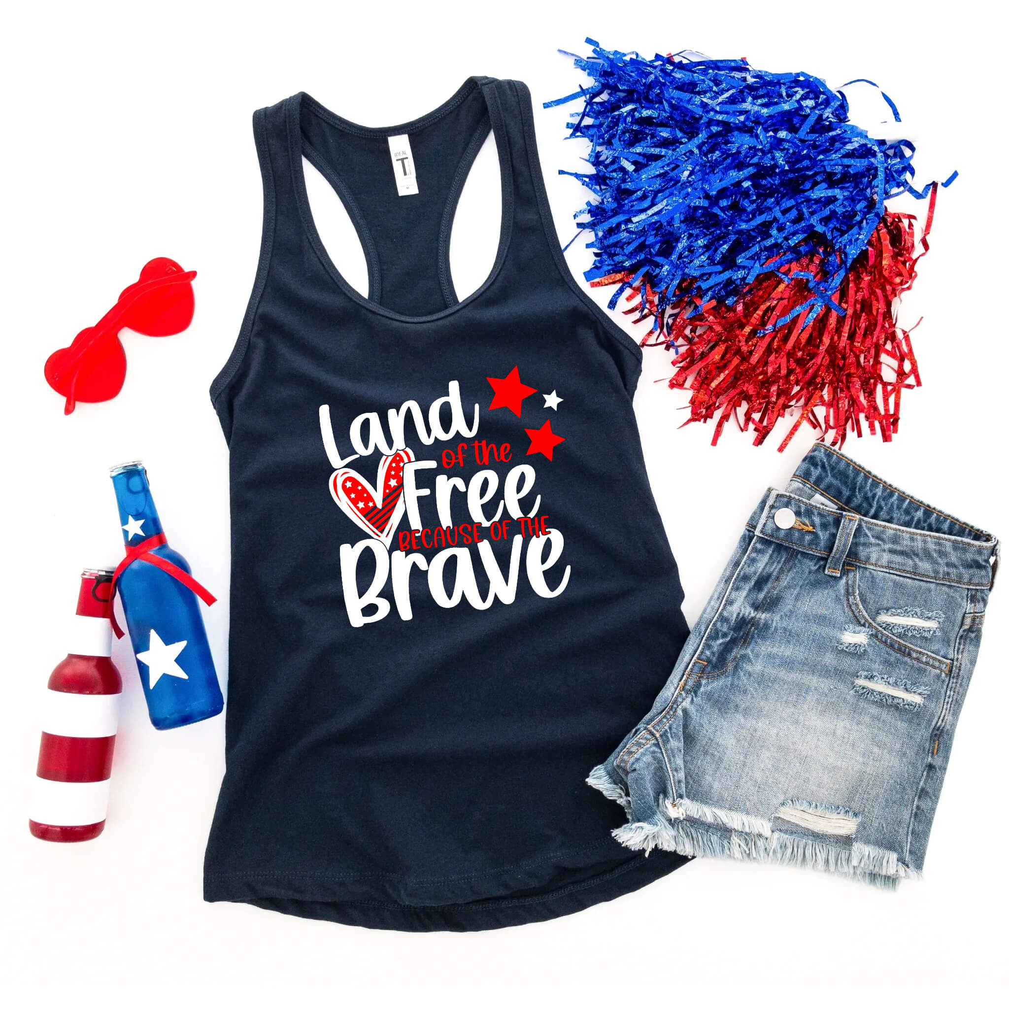 4th of July - Land of the Free Home of The Brave Patriotic Graphic Print Women’s T-Shirt / Tank Top