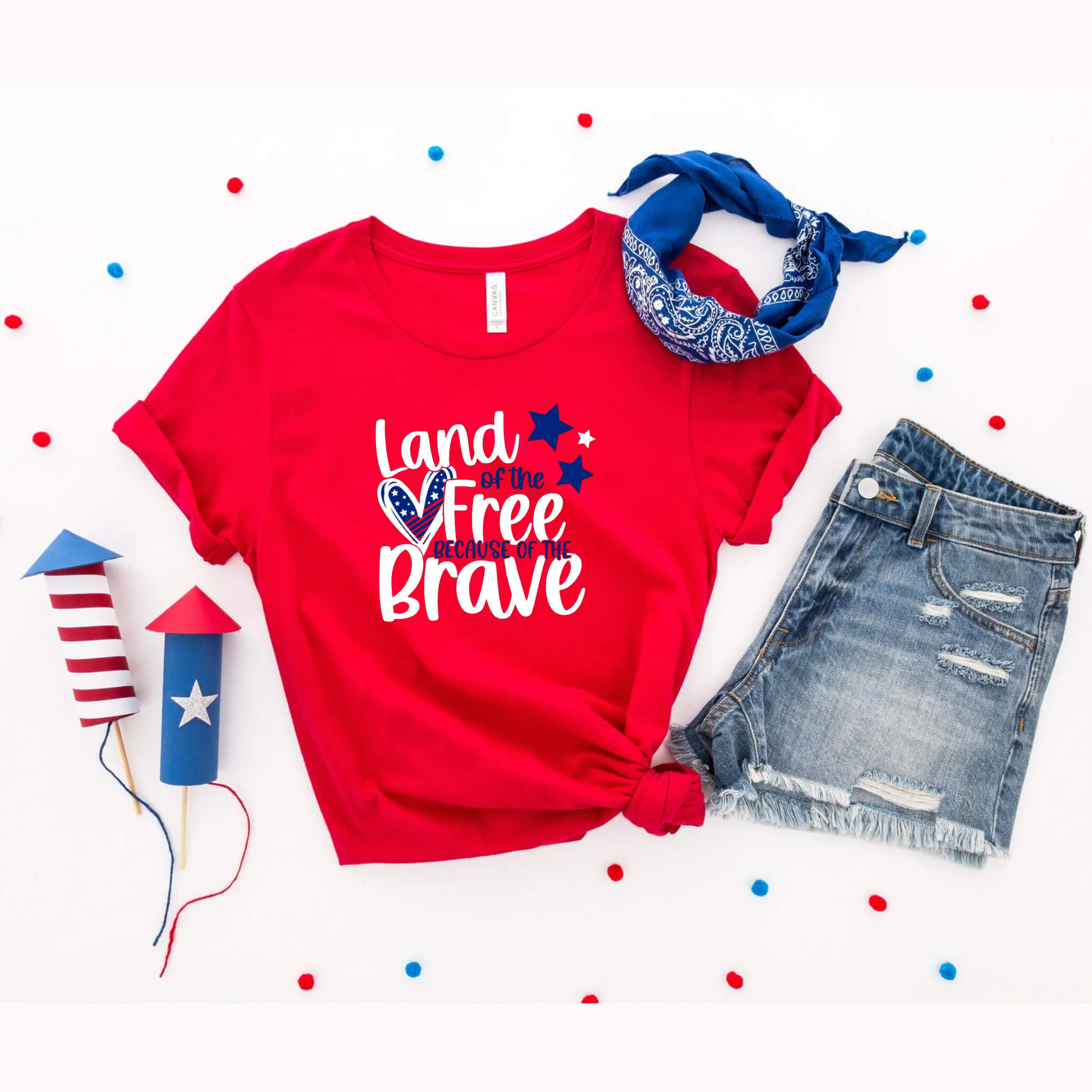 4th of July - Land of the Free Home of The Brave Patriotic Graphic Print Women’s T-Shirt / Tank Top