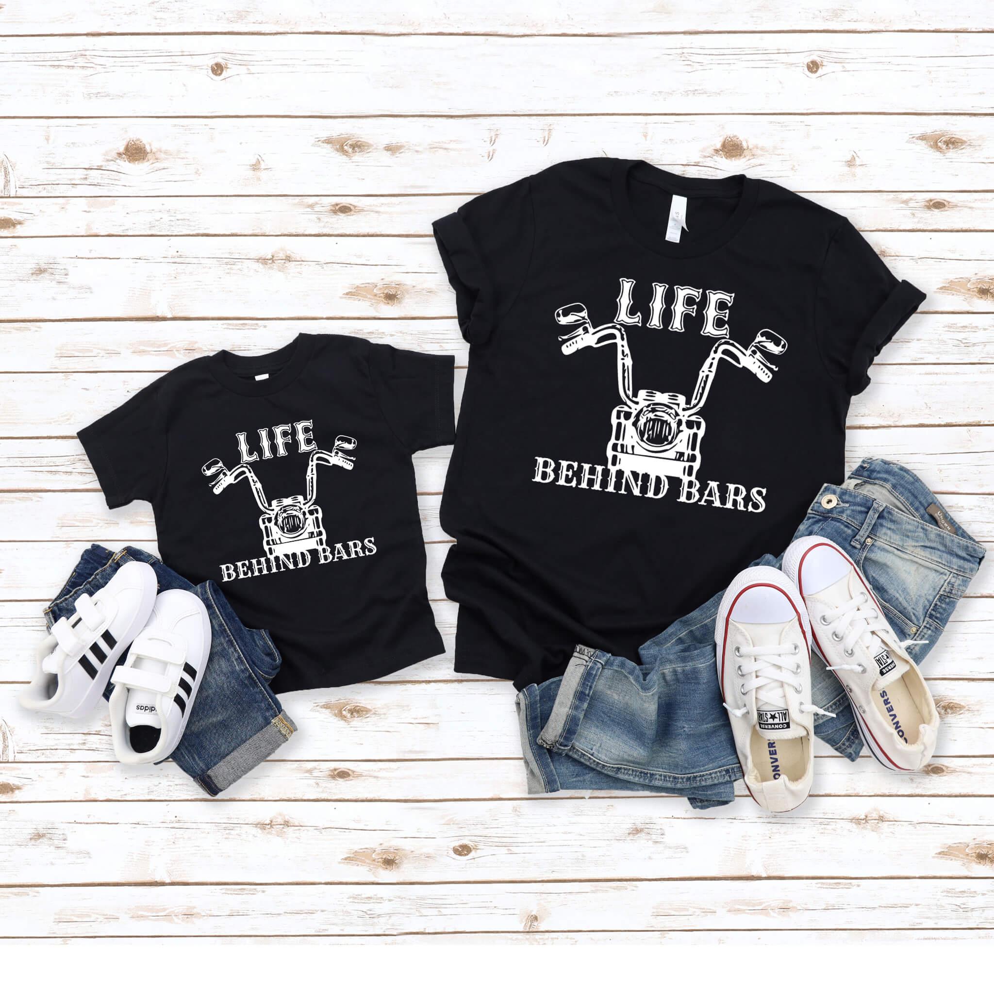 Life Behind Bars Motorcycle Boy's Girl's Onesie Infant Toddler Youth Men's Women's T Shirt