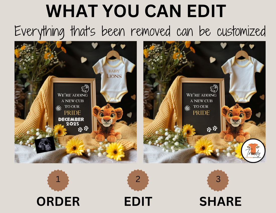 Digital Pregnancy Announcement, We're Adding A New Cub, Customizable Disney Simba Lion King Themed, Personalized Editable Template