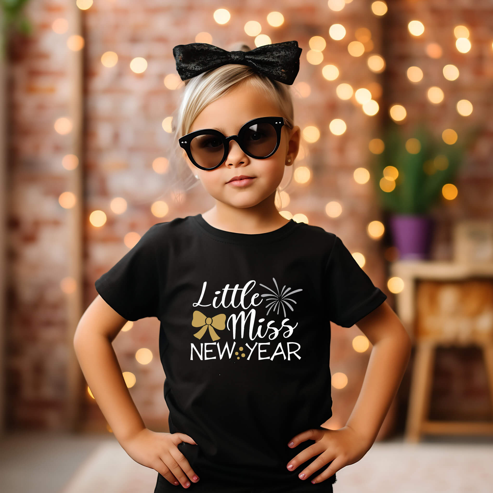 New Year's Fancy Little Miss New Year Baby Girl's Onesie Graphic Print T-Shirt