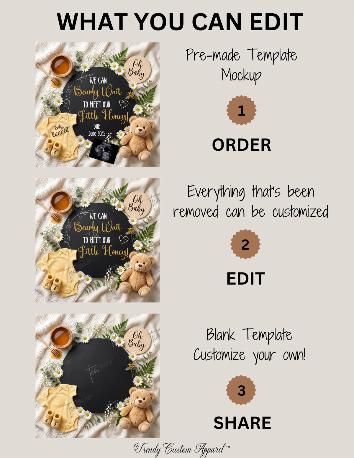 We Can Bearly Wait to Meet Our Little Honey Pregnancy Announcement Template | Fully Editable Digital Download TrendyCustomApparel™