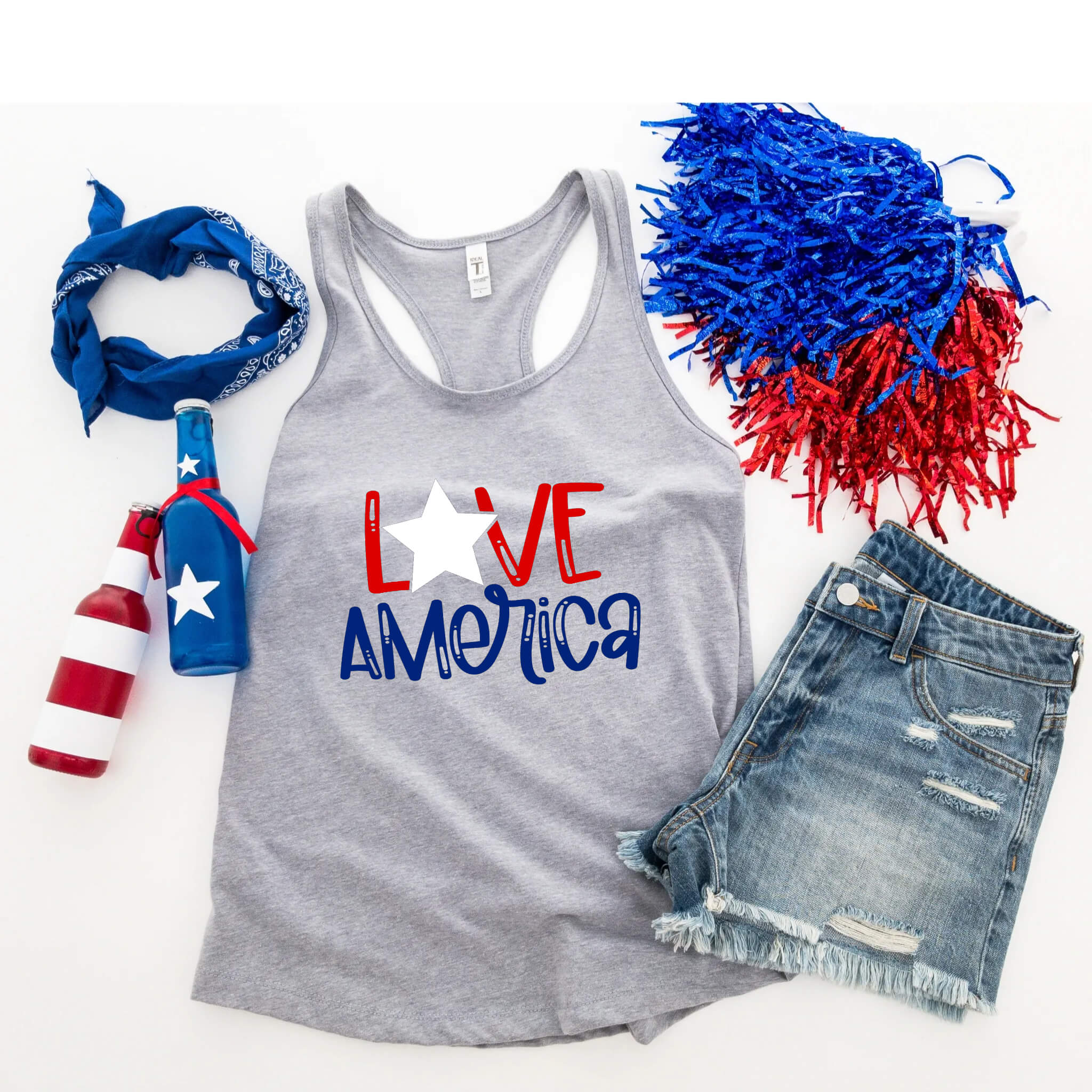 4th of July - Love America Patriotic Graphic Print Women’s T-Shirt / Tank Top