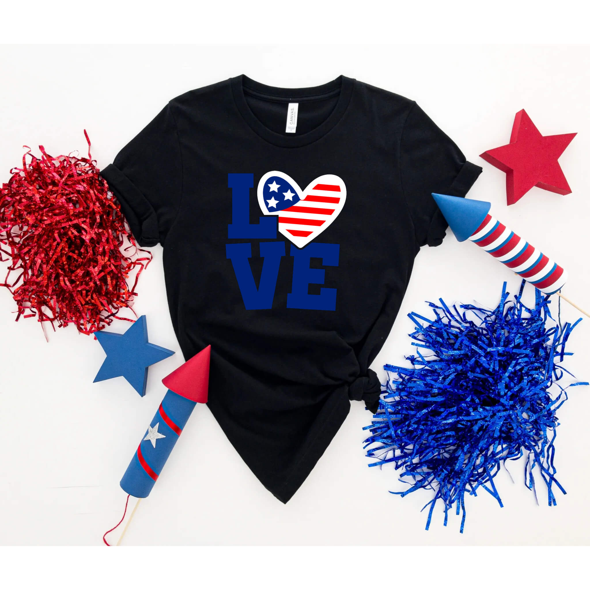 Camiseta del 4 de julio, Por el amor de América, Tanque azul blanco rojo, Camiseta patriótica, Camiseta sin mangas para mujer, Damas, Ropa personalizada, Camiseta del Día de la Independencia, Tanque del Día de los Caídos