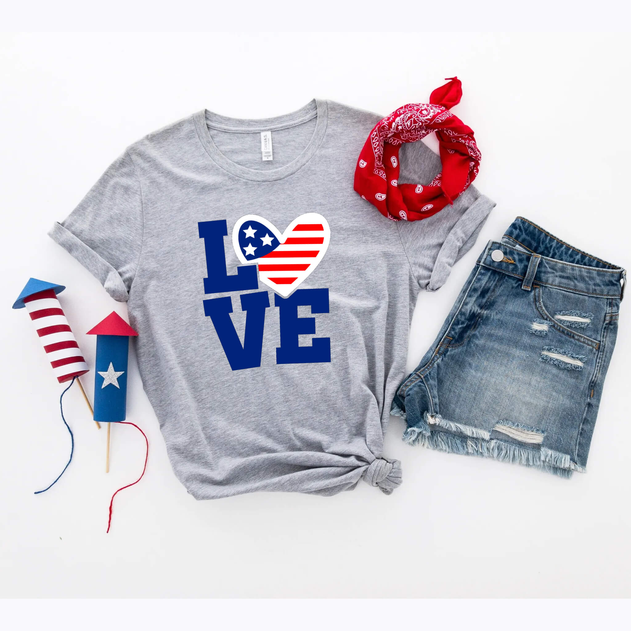 4th of July - For The Love Of America Patriotic Graphic Print Women’s T-Shirt / Tank Top