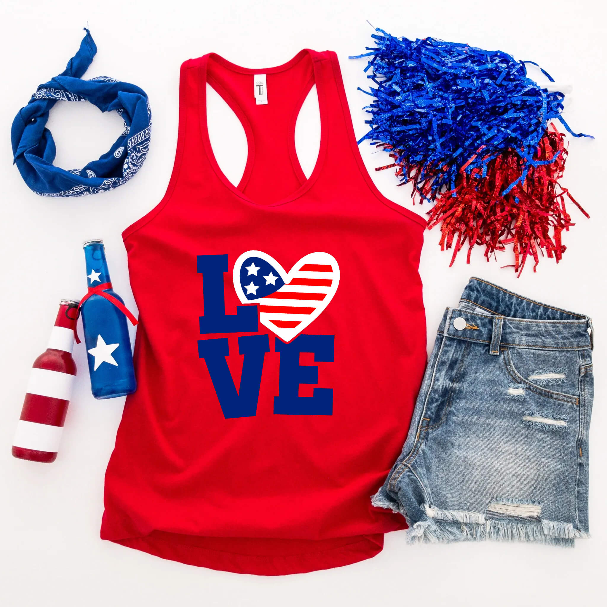 4th of July - For The Love Of America Patriotic Graphic Print Women’s T-Shirt / Tank Top