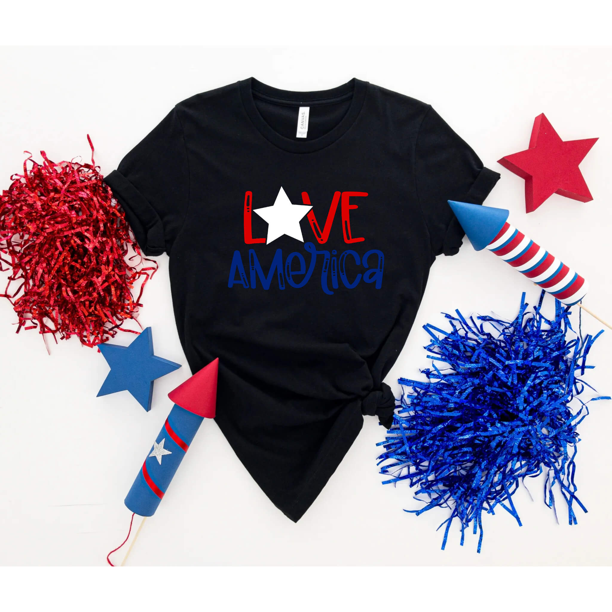 4th of July - Love America Patriotic Graphic Print Women’s T-Shirt / Tank Top