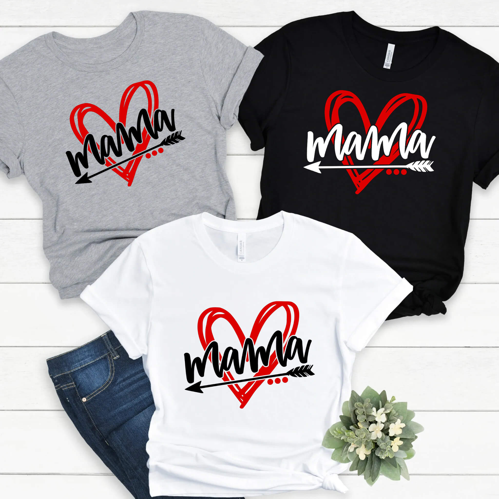 Día de San Valentín, Corazón de mamá lindo personalizado, Mamá, Mami, Día de la Madre, Regalo de Navidad, Niña, Damas, Camiseta personalizada para mujer