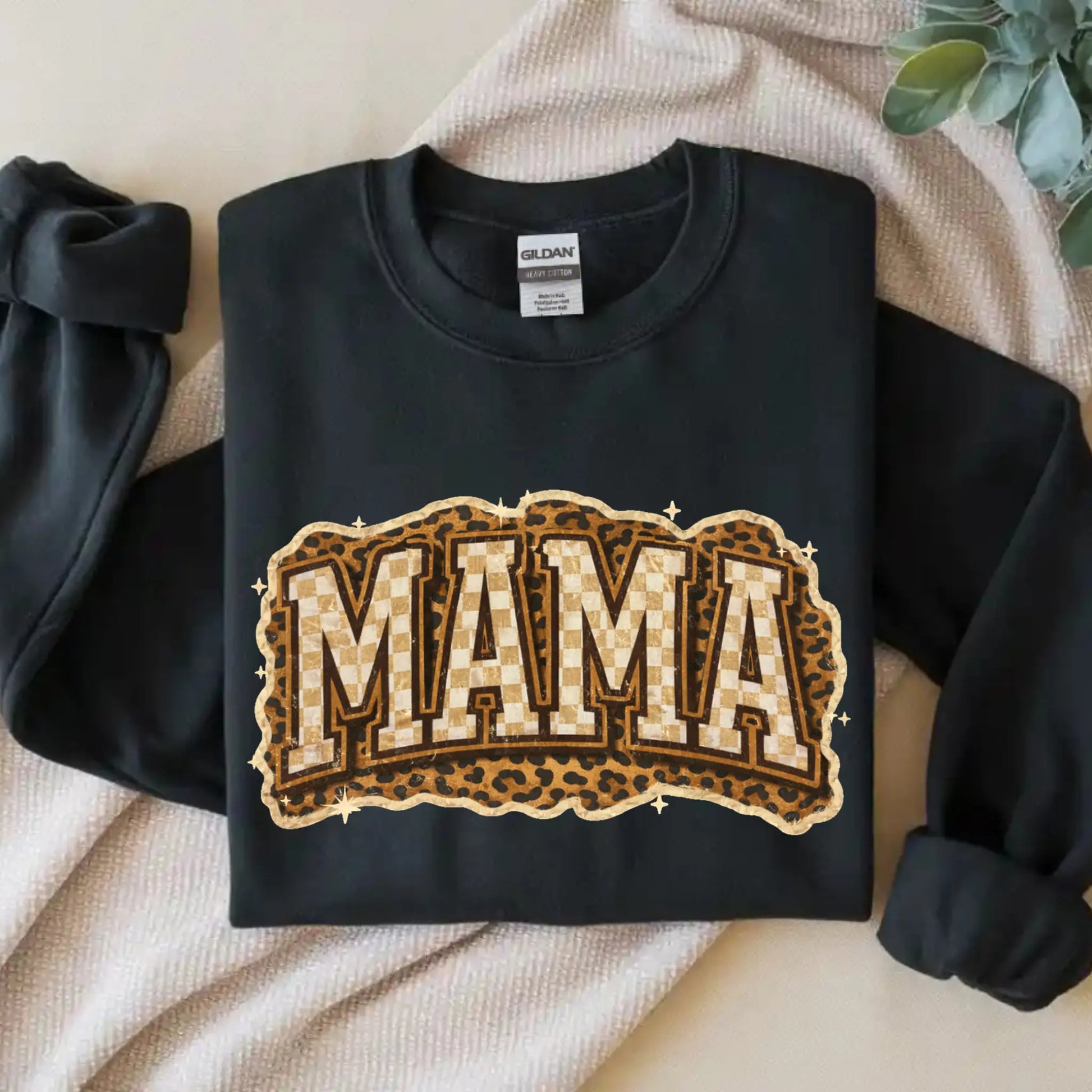 Mama Leopard, Rustic Mom, Mother's Day Gift, Women's Leopard Print Shirt, Trendy Checkered Sublimation, Retro Text Design - TrendyCustomApparel™