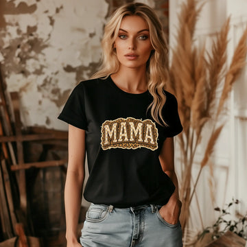 Mama Leopard, Rustic Mom, Mother's Day Gift, Women's Leopard Print Shirt, Trendy Checkered Sublimation, Retro Text Design - TrendyCustomApparel™