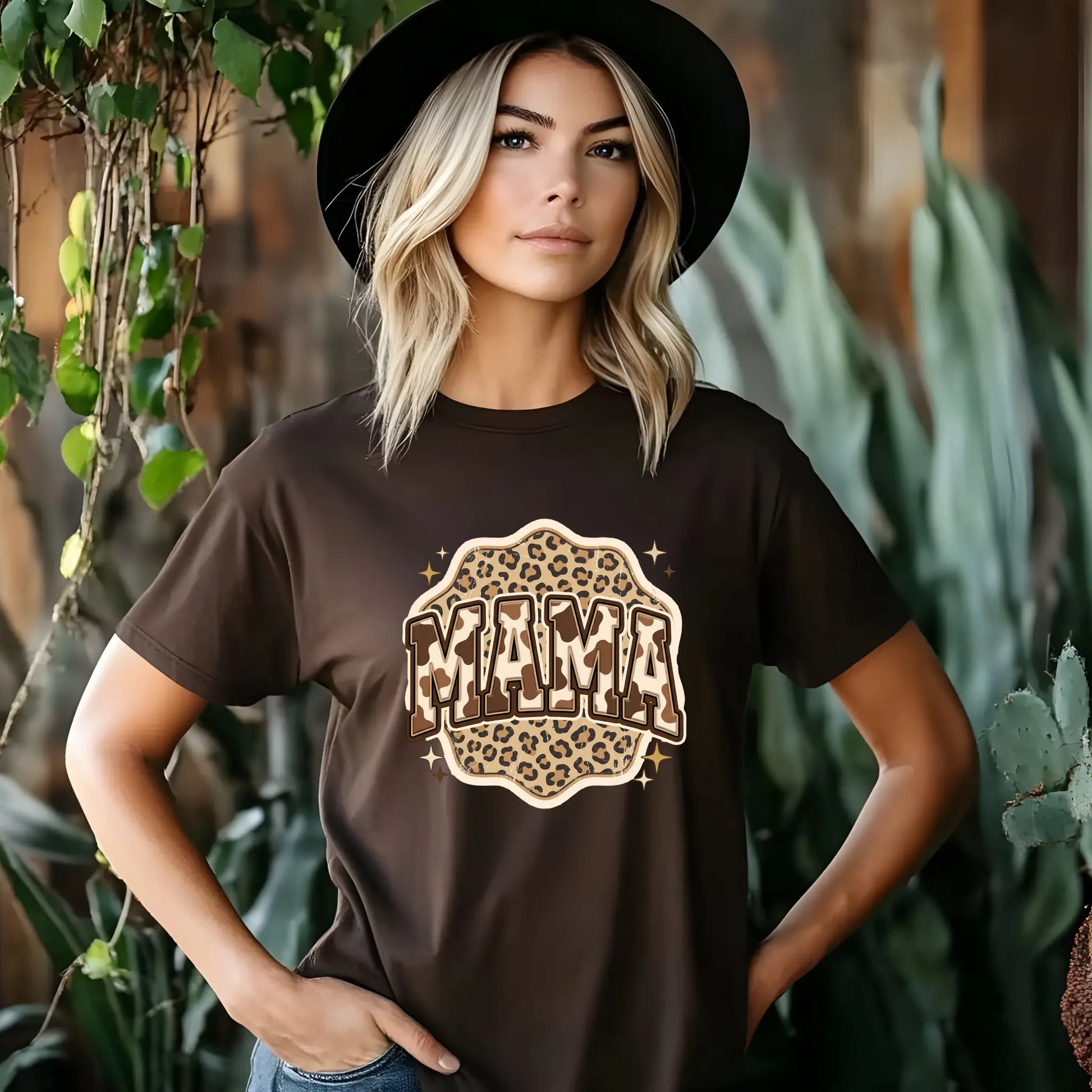 Mama Leopard Cow, Rustic Mom, Women's Western Print Shirt, Mother's Day Gift, Trendy Retro Text Sublimation Design - TrendyCustomApparel™