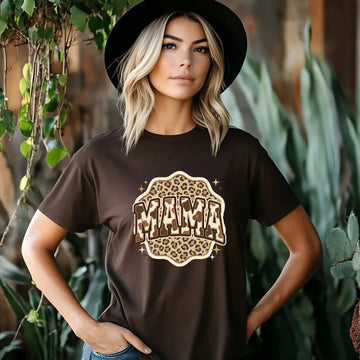 Mama Leopard Cow, Rustic Mom, Women's Western Print Shirt, Mother's Day Gift, Trendy Retro Text Sublimation Design - TrendyCustomApparel™