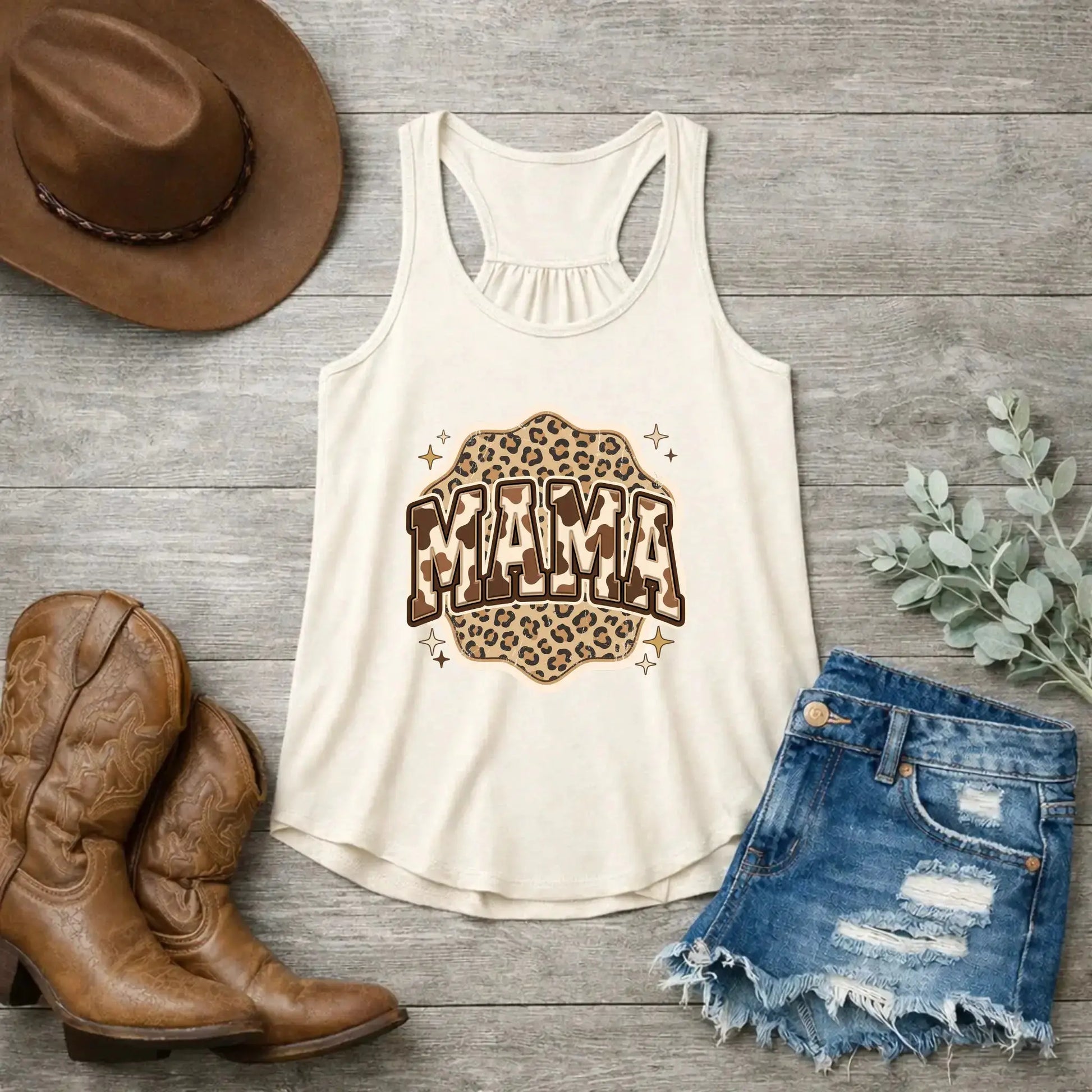 Mama Leopard Cow, Rustic Mom, Women's Western Print Shirt, Mother's Day Gift, Trendy Retro Text Sublimation Design - TrendyCustomApparel™