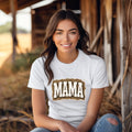 Mama Leopard, Rustic Mom, Retro Text Design, Mother's Day Gift, Women's Leopard Print White T-Shirt, Trendy Sublimation - TrendyCustomApparel™