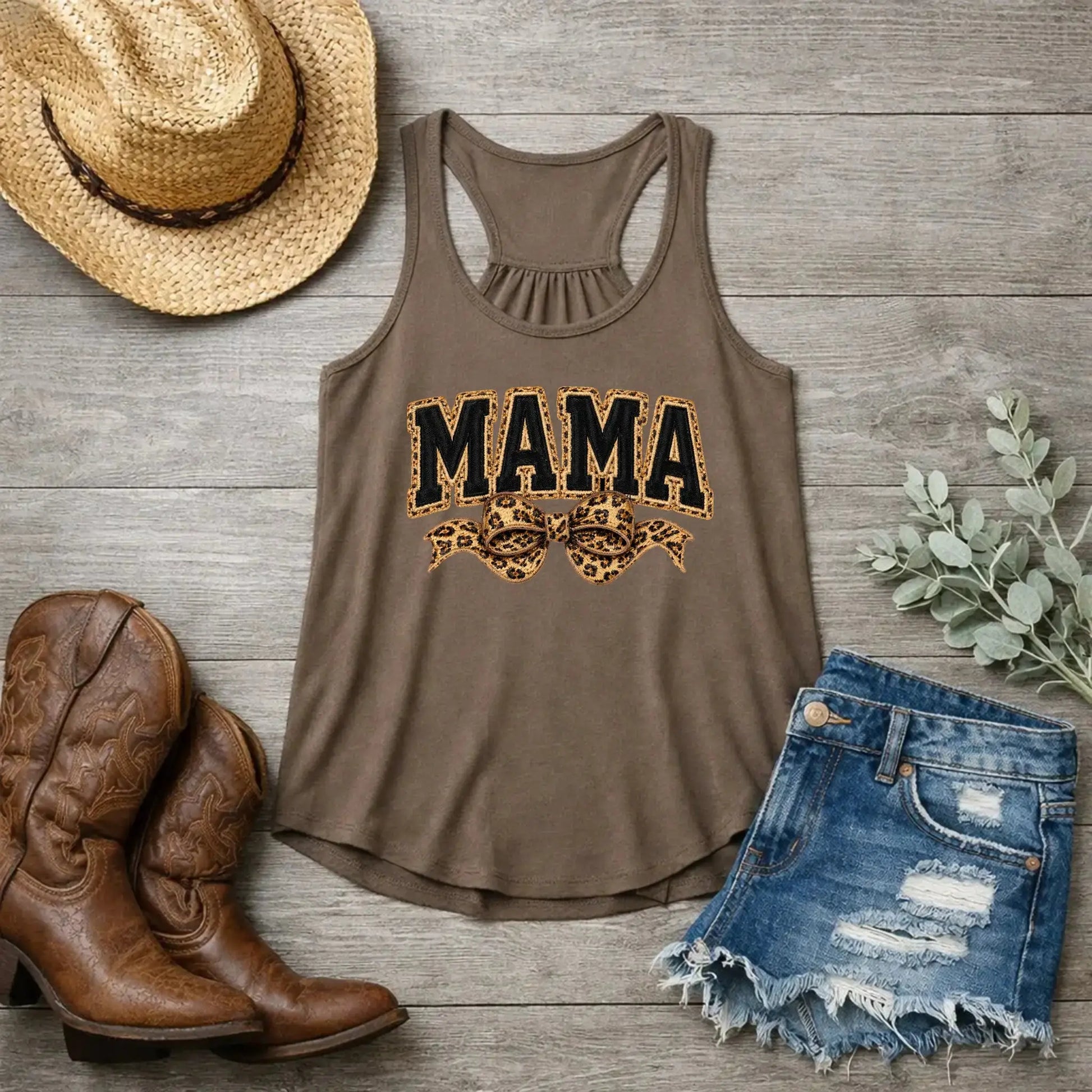 Mama Leopard Trendy Coquette Bow, Leopard Mama Yarn Sublimation, Varsity Mama Embroidery Shirt, Retro Mama, Mother’s Day Outfit - TrendyCustomApparel™