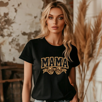 Mama Leopard Trendy Coquette Bow, Leopard Mama Yarn Sublimation, Varsity Mama Embroidery Shirt, Retro Mama, Mother’s Day Outfit - TrendyCustomApparel™
