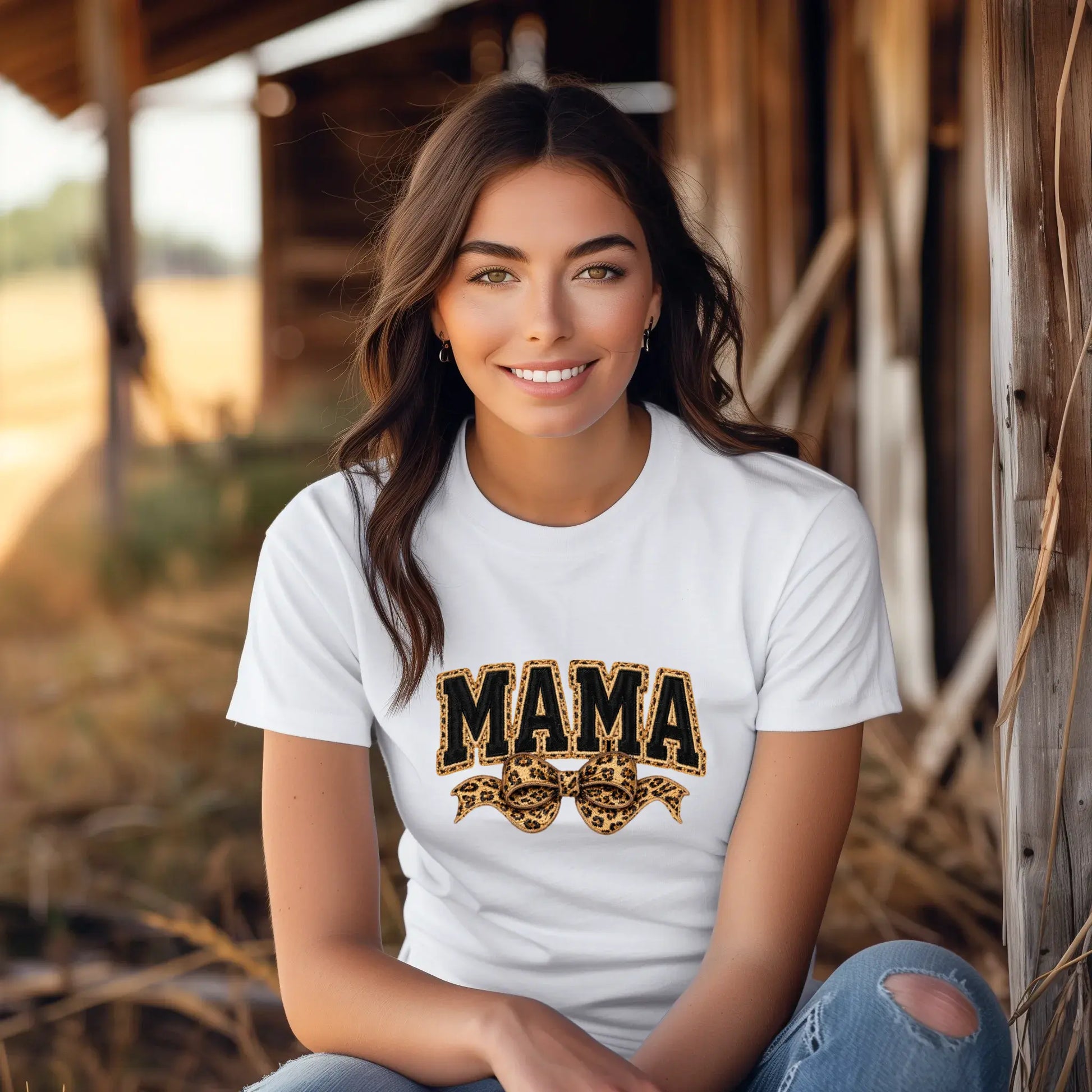 Mama Leopard Trendy Coquette Bow, Leopard Mama Yarn Sublimation, Varsity Mama Embroidery Shirt, Retro Mama, Mother’s Day Outfit - TrendyCustomApparel™