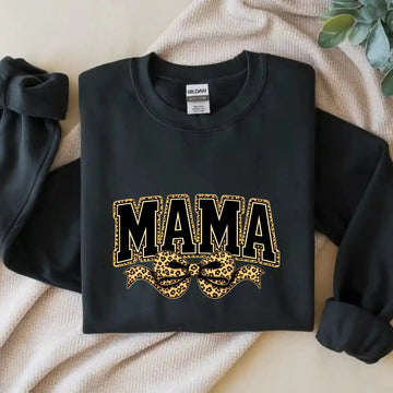 Mama Leopard Trendy Coquette Bow, Leopard Mama Sublimation, Varsity Mama Shirt, Retro Mama, Mother’s Day Outfit - TrendyCustomApparel™