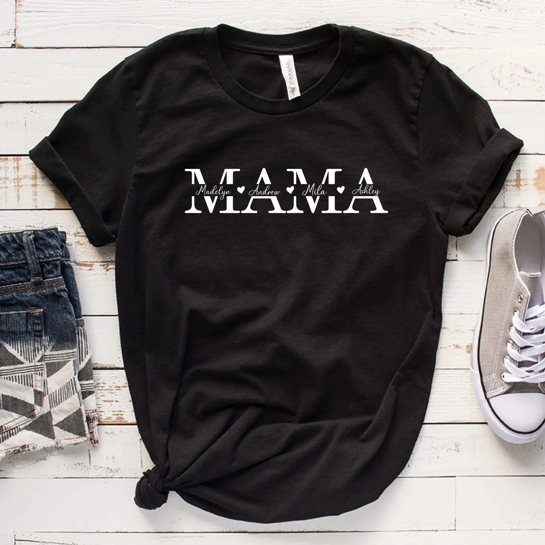 Mama Custom Personalized Kids Names Mothers Day T-Shirts