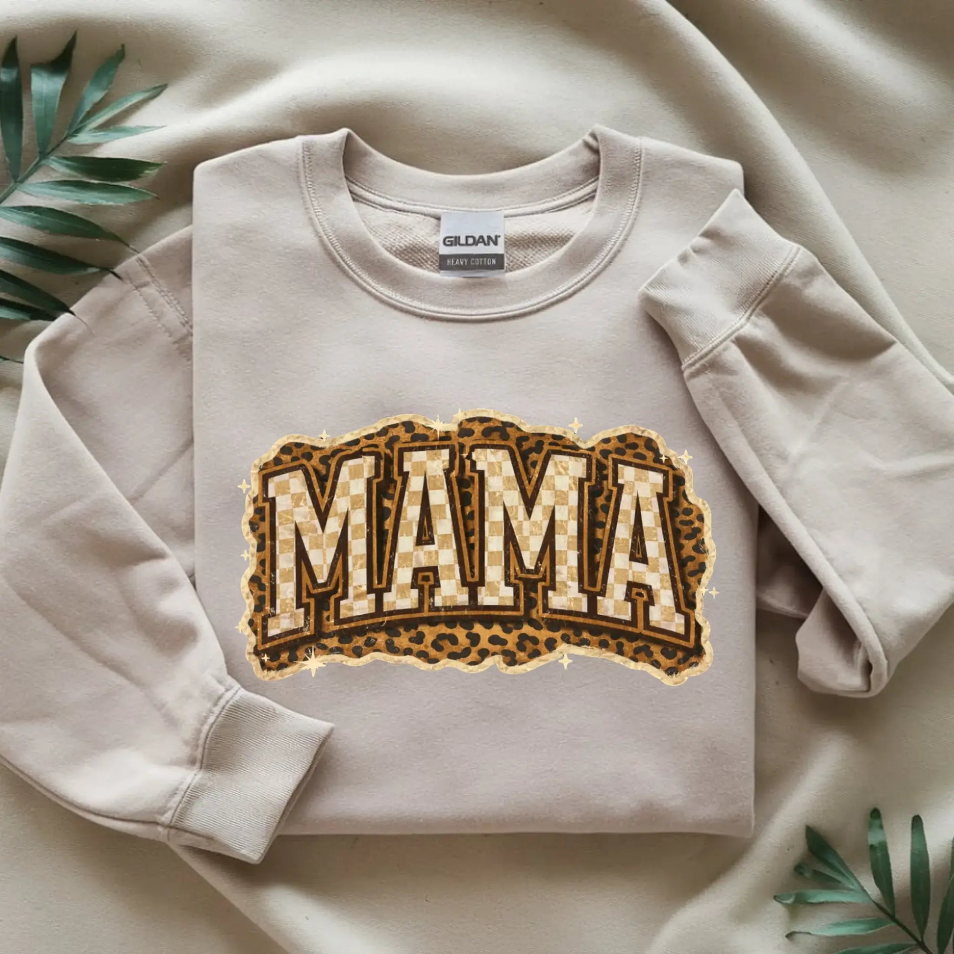 Mama Leopard, Rustic Mom, Mother's Day Gift, Women's Leopard Print Shirt, Trendy Checkered Sublimation, Retro Text Design - TrendyCustomApparel™