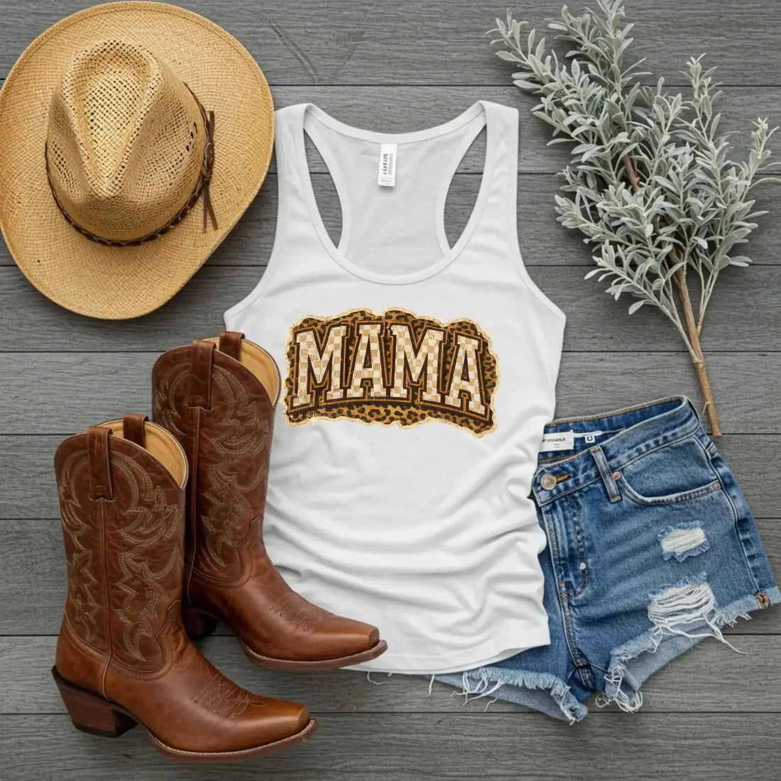 Mama Leopard, Rustic Mom, Mother's Day Gift, Women's Leopard Print Shirt, Trendy Checkered Sublimation, Retro Text Design - TrendyCustomApparel™