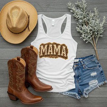 Mama Leopard, Rustic Mom, Mother's Day Gift, Women's Leopard Print Shirt, Trendy Checkered Sublimation, Retro Text Design - TrendyCustomApparel™
