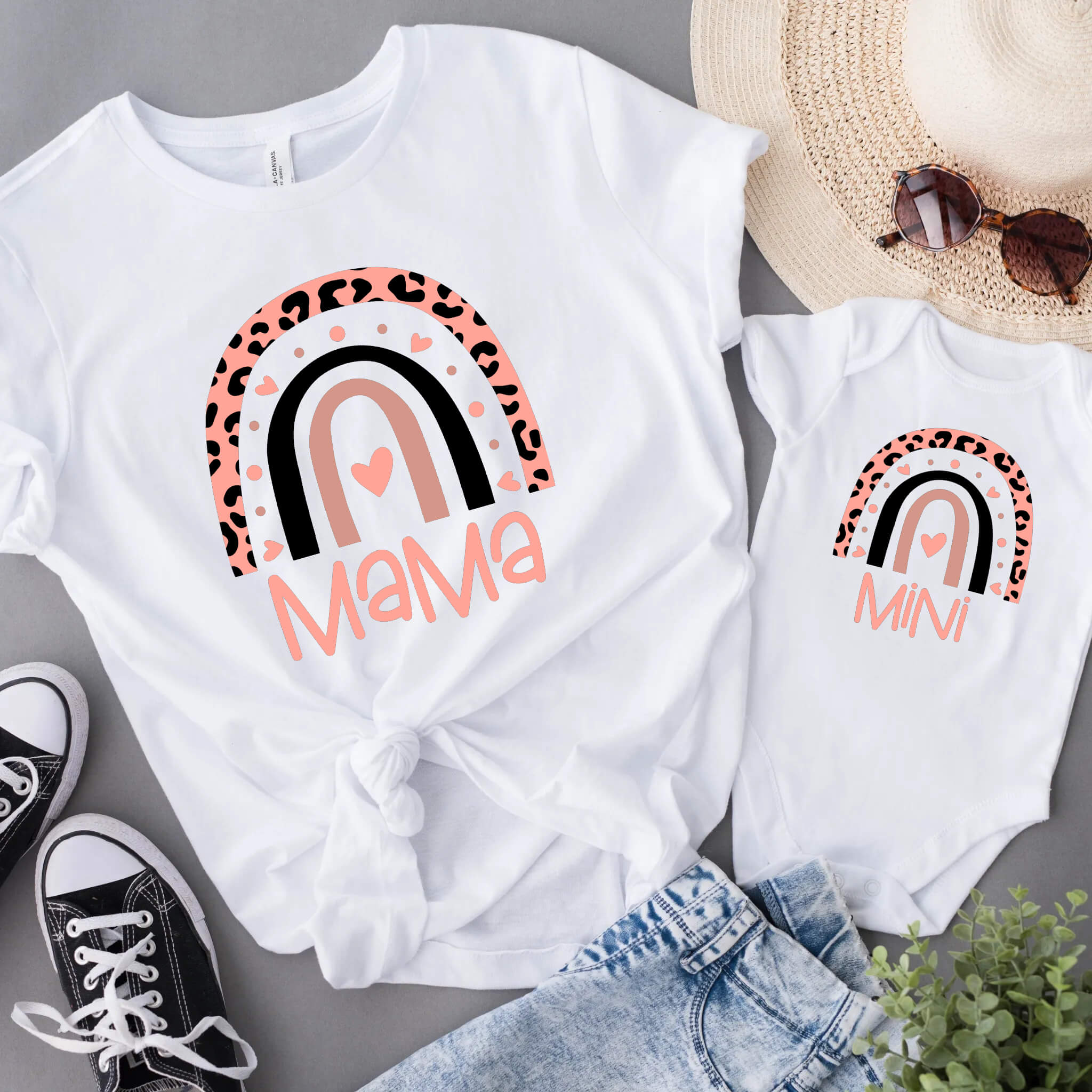 Matching Mama & Mini Rainbow Mommy & Me Onesie T-Shirt