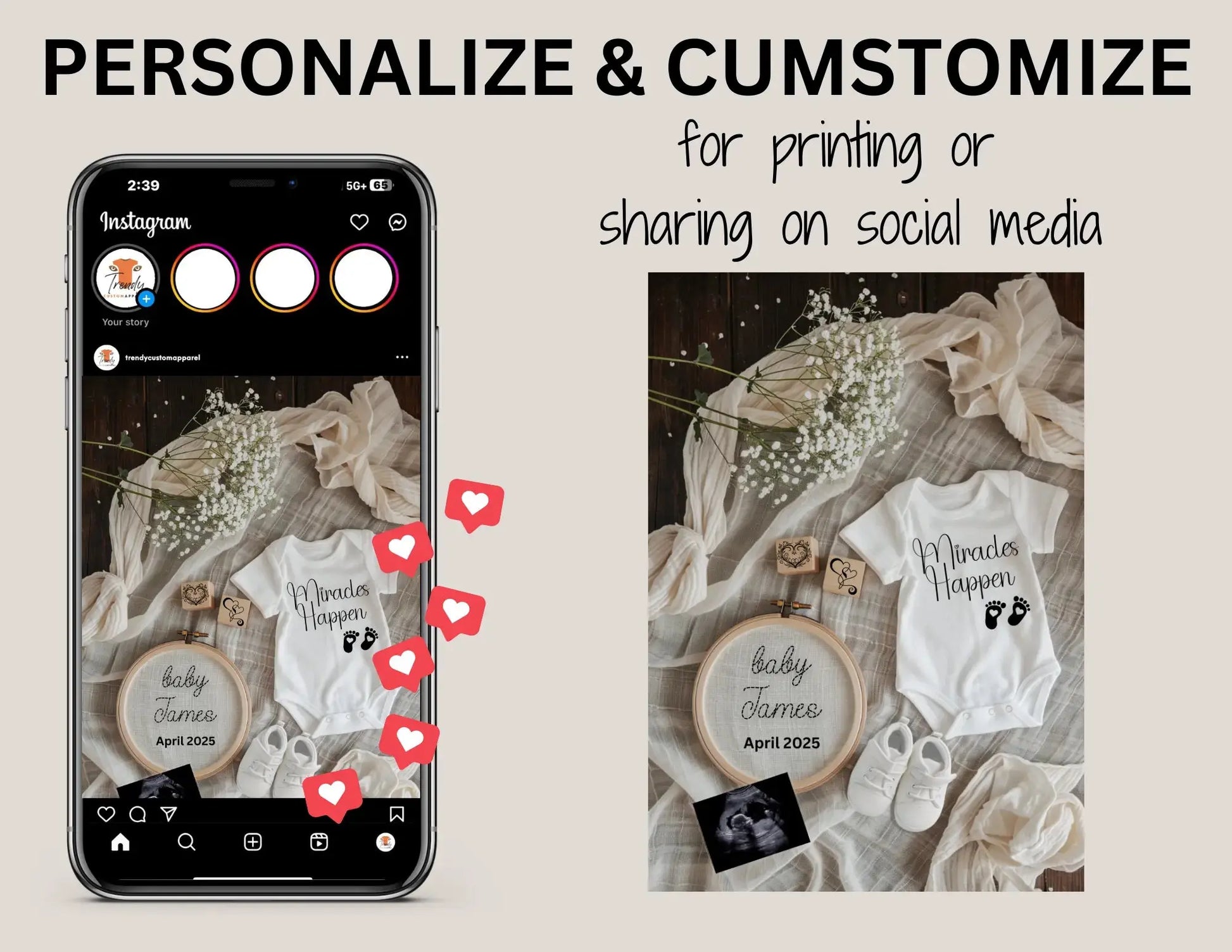 Miracles Happen customizedDigital Pregnancy Announcement Template