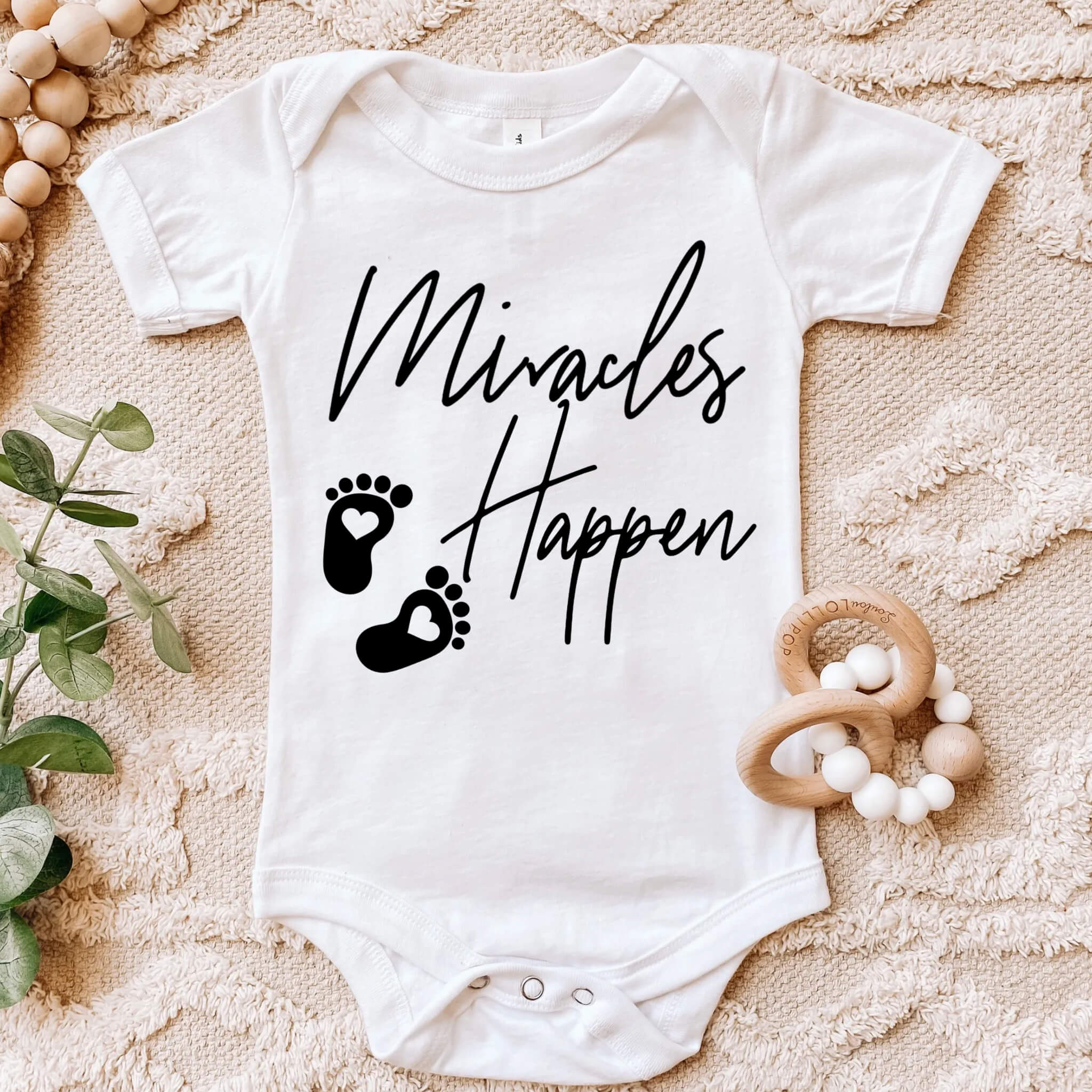 Personalized Pregnancy Announcement, Miracles Happen, Customized Baby Announcement Onesie