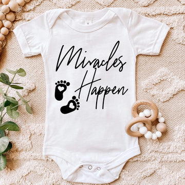 Personalized Pregnancy Announcement, Miracles Happen, Customized Baby Announcement Onesie