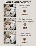 Miracles Happen Boho Baby Reveal Digital Editable Template, Hand Embroidered Themed Canva Instant Download TrendyCustomApparel™