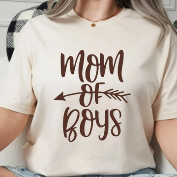 Mom of Boys Customizable Color Choice, DTF Women's Graphic Print T-Shirt - TrendyCustomApparel™