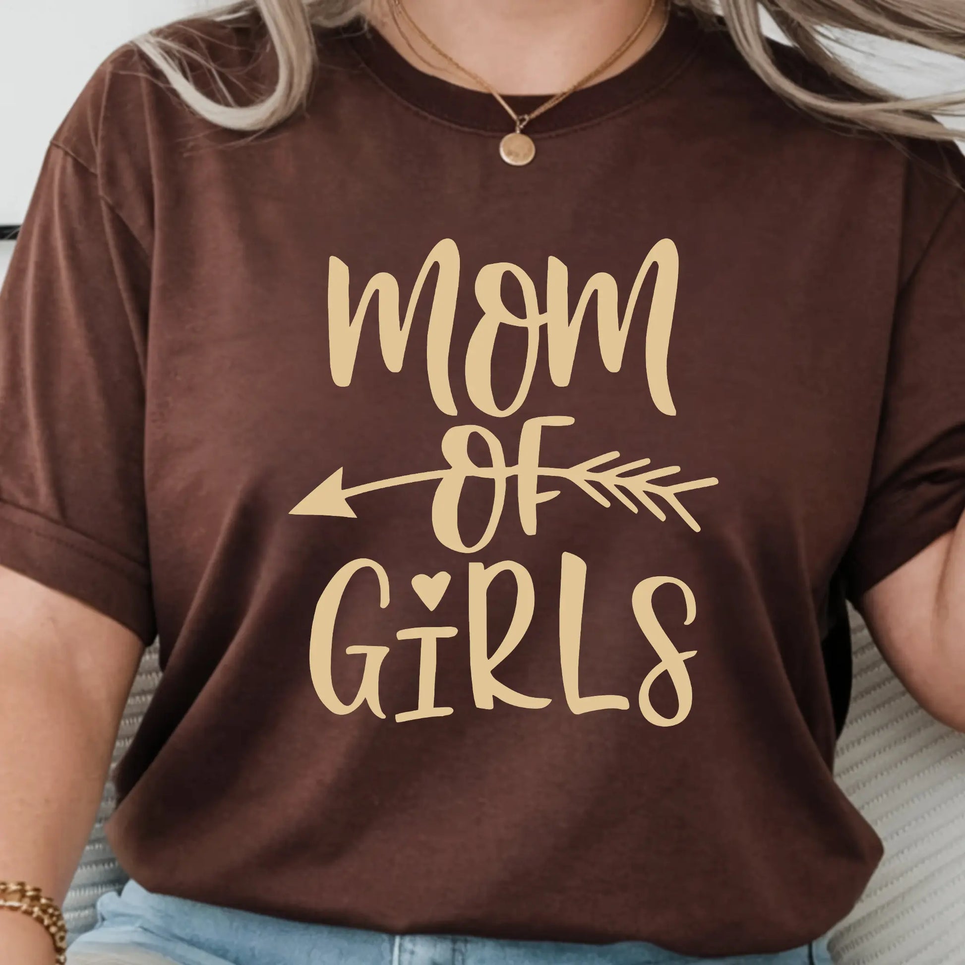Mom of Girls Customizable Color Choice, DTF Women's Graphic Print T-Shirt - TrendyCustomApparel™