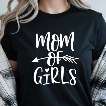 Mom of Girls Customizable Color Choice, DTF Women's Graphic Print T-Shirt - TrendyCustomApparel™