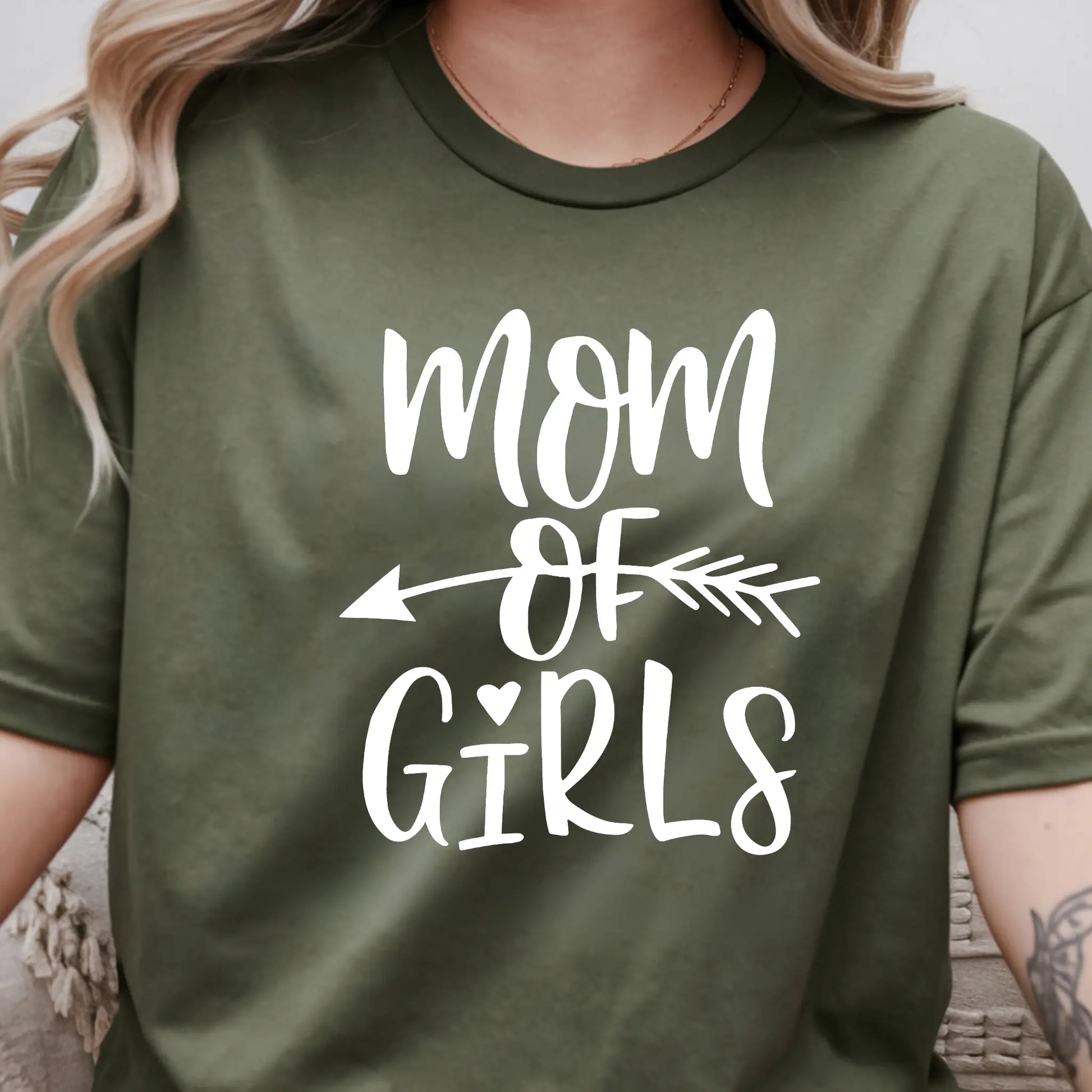 Mom of Girls Customizable Color Choice, DTF Women's Graphic Print T-Shirt - TrendyCustomApparel™