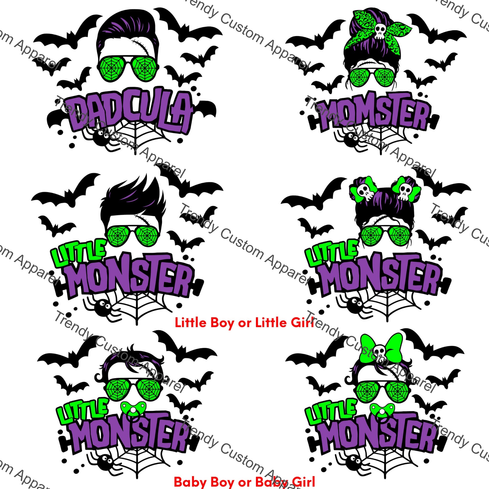 Halloween Family Matching Dadcula, Momster, Little Monster Unisex Graphic Print
