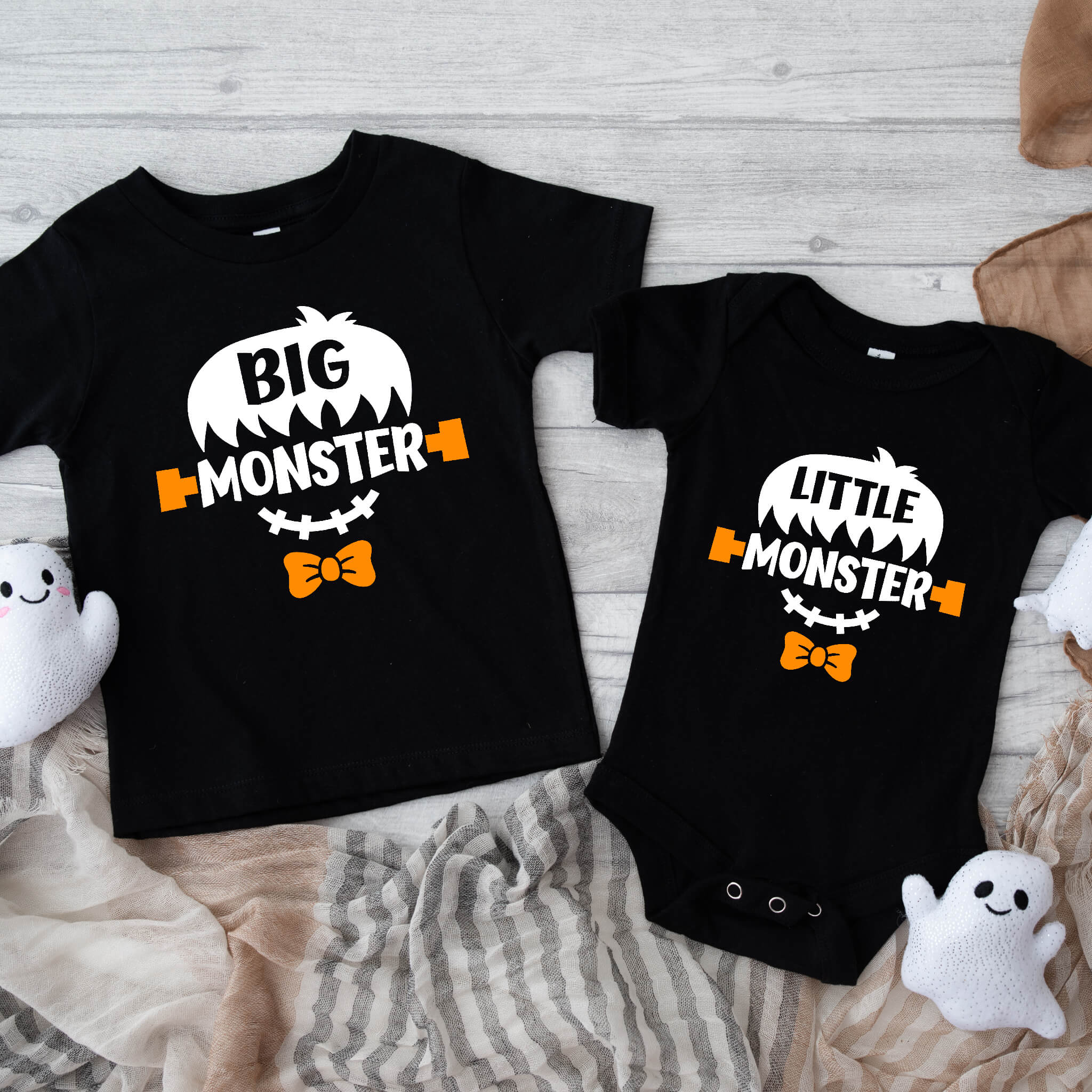 Halloween Big or Little Monster Boys Matching Sibling Graphic Print