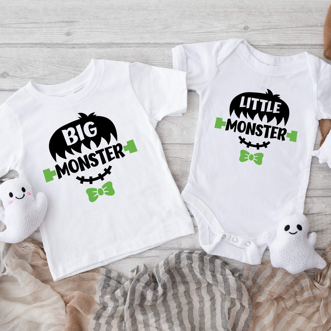 Halloween Big or Little Monster Boys Matching Sibling Graphic Print